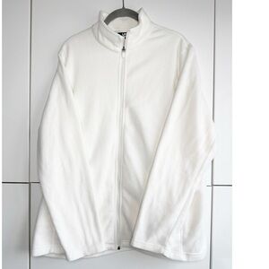 Lands’ End Fleece Zip Up Jacket Cream/Ivory Size XL Warm Cozy Pockets Granola